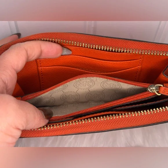 Michael Kors Bold Orange Charlotte Tote And Wallet - Picture 13 of 16